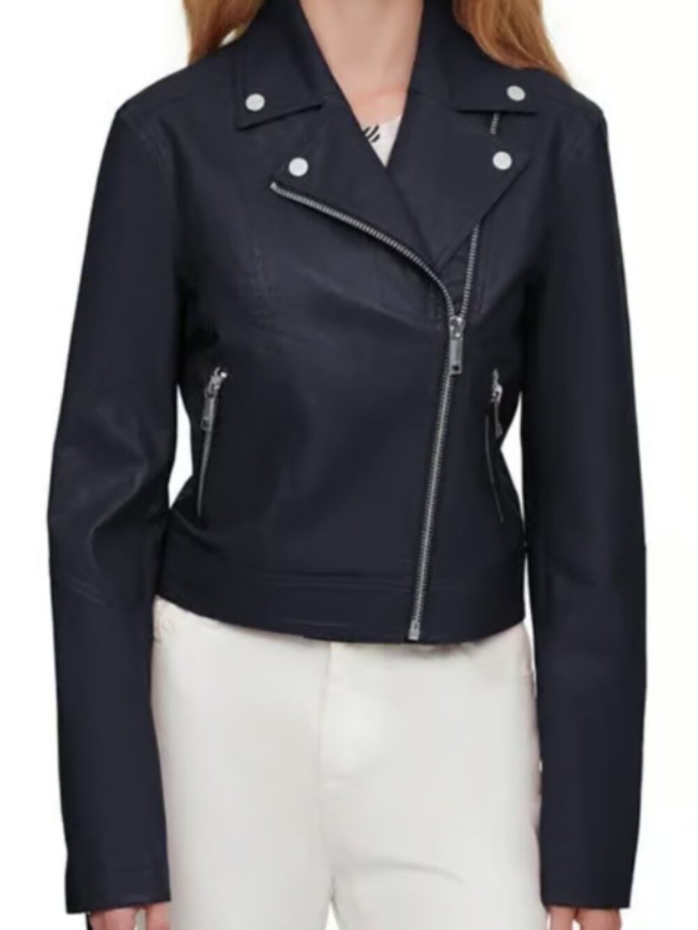 DKNY CROPPED MOTO JACKET- SIZE: SMALL